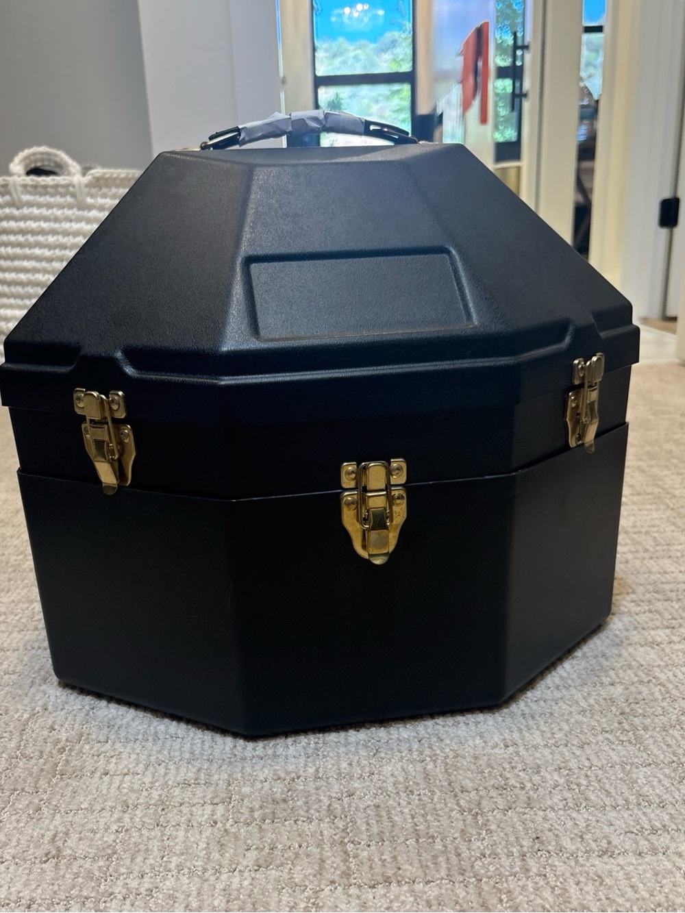 & Other Stories Black Structured Hard Case Tote with Gold Hardware